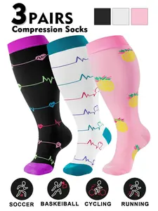 Plus Size Compression Socks, Sports Socks for Women & Men, Breathable Comfortable Socks for Running, Nurses, Pregnant Women