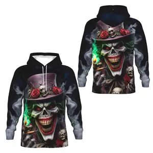 【Gothic Joker Skull Hoodie】Edgy Dark Print Top | Men/Women Oversized Stylish Streetwear | Joker Skull & Rose Graphic Hoodie | Trendy Horror Casual Daily Fashion