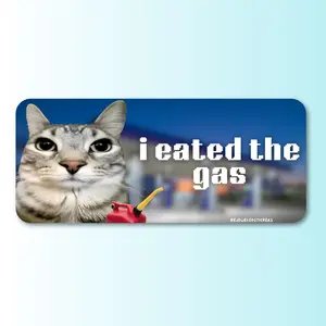 I Eated The Gas Car Magnet, Funny Cat Meme ,Waterproof Vinyl Bumper Magnet, Gen Z Unhinged Driving Gift