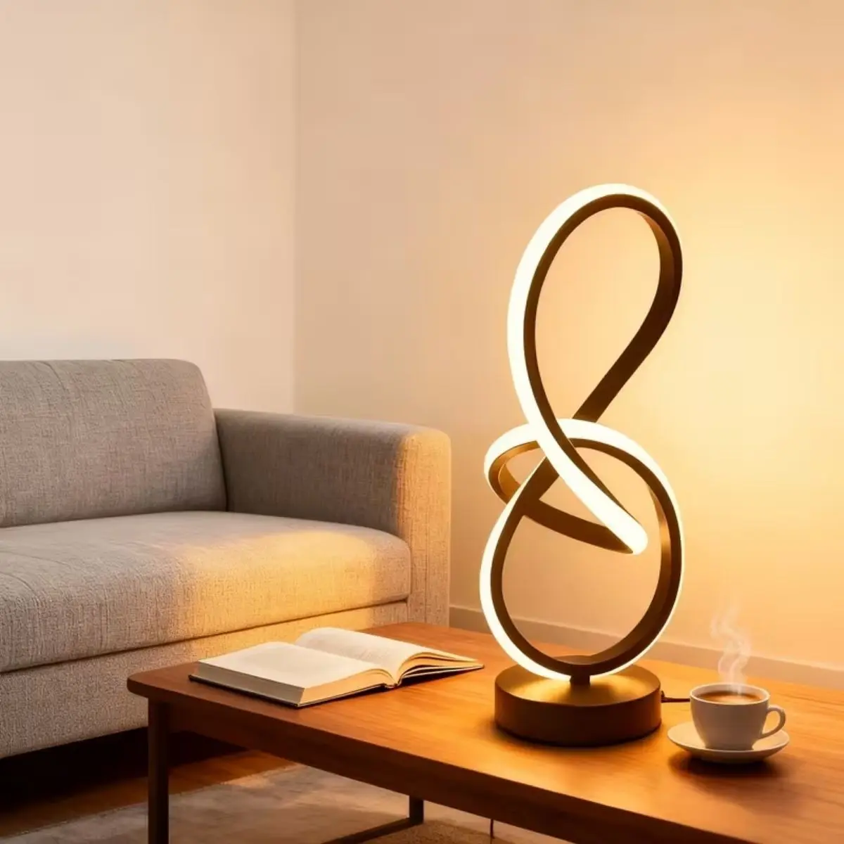 Modern LED Spiral USB Decorative Table Lamp, Led Decoration Lamp, Home Decor Lighting, 3 Color Temperatures, Adjustable Lighting, Push Button Control, Ideal for Bedroom, Living Room, Office, Perfect Gift