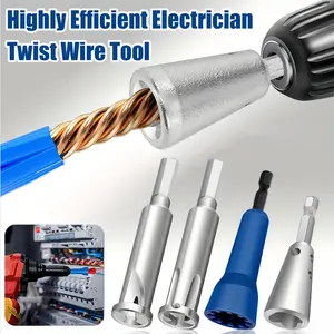 Highly Efficient Metal Electrician Twist Wire Tool Set - 4 Pieces with 4 in Chuck for Drill, Quick Strip for Electrical Tasks