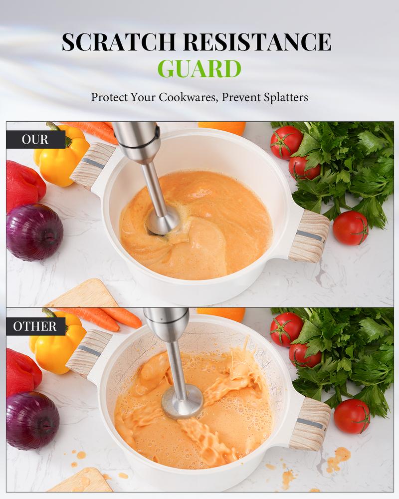 GDOR 1000W Immersion Hand Scratch Resistance Blender with 20 Speed & Turbo Mode, Dough Hooks, Beaker, Chopper & Titanium Blades, Portable Design