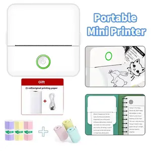 Wireless Mini Thermal Printer - USB Charging, Portable Mini Printer with 3 Colored Self-adhesive Stickers & 3 Colored Paper, Suitable For Photos, Diary, Notes, Office And Memos, Pocket Printer