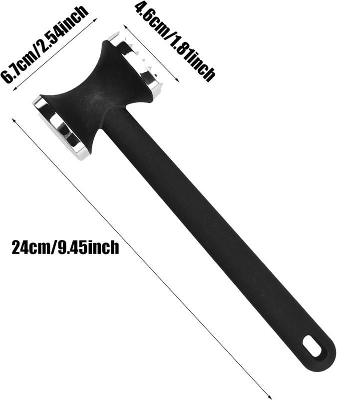 Meat Tenderizer Tool Dual Sided Meat Hammer Tenderizer with Comfort Grip Handle Heavy Duty Manual Hammer Mallet Tool for Steak Chicken Fish Garlic Vegetable or Any Meat Black Silver
