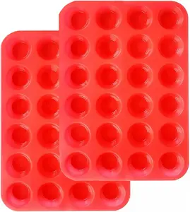 Mini Muffin & Cupcake Set - 24 Cups, 2-Pieces, BPA Free, Dishwasher Safe, Nonstick Silicone Baking Pan for Muffin Cakes & Tart