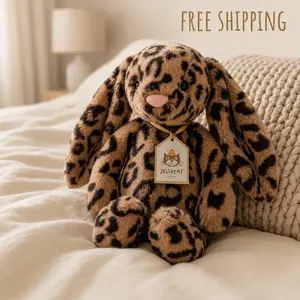 Jellycat Cobblehop Bunny Ruby Leopard Plush with Dust Bag, Rare Spotted Bunny Stuffed Animal, Collector Gift, NWT US Stock