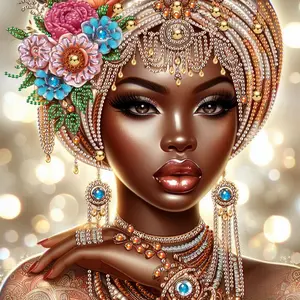 5D Diamond Painting Kit, DIY African Style Art Flower Embroidery Set, Unframed Handicraft Wall Decor, Unique Gift for Bedroom Office Living Room Decoration