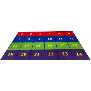 Classroom Seating Rug With 24 Squares BRIGHT