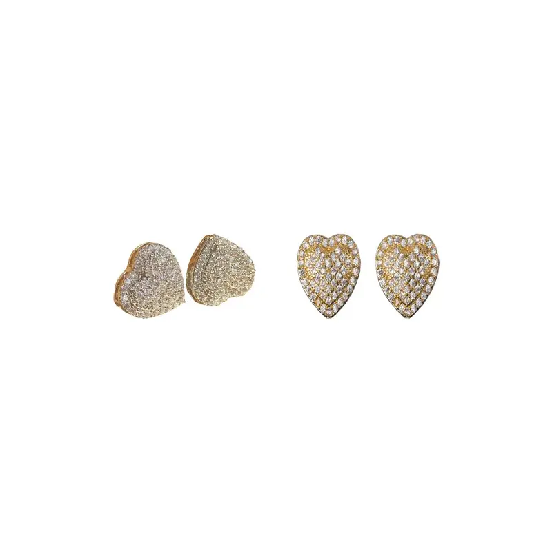 Women's Rhinestone Heart Stud Earrings, Earrings Studs, High Quality Earrings, Sparkling Ear Jewelry, Stylish Jewelry, Elegant Copper Zirconia Jewelry, Perfect Gift for Valentine's Day & Anniversaries