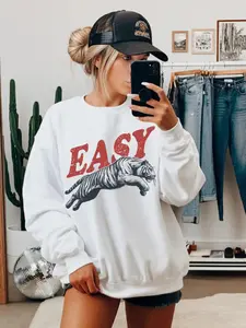 Women's Fall Winter Tiger Print Sweatshirt, Casual Comfortable Round Neck, Vibrant Wild Design, Perfect for Daily Wear