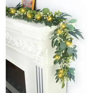 Eucalyptus Garland with Lights - 6 Ft Greenery Garland - Artificial  Dollar Olive Garlands, Spring/Summer Green Garlands for Indoor Outdoor  Decor Wedding  Backdrops Table Decor
