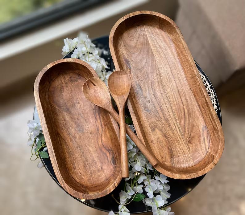 Handmade Hand Carved Extra Large Bread Bowl, Large Handmade Wood Dough Bowl, Farmhouse Decor Rustic Wood Bowl, Centerpieces for Dining Table