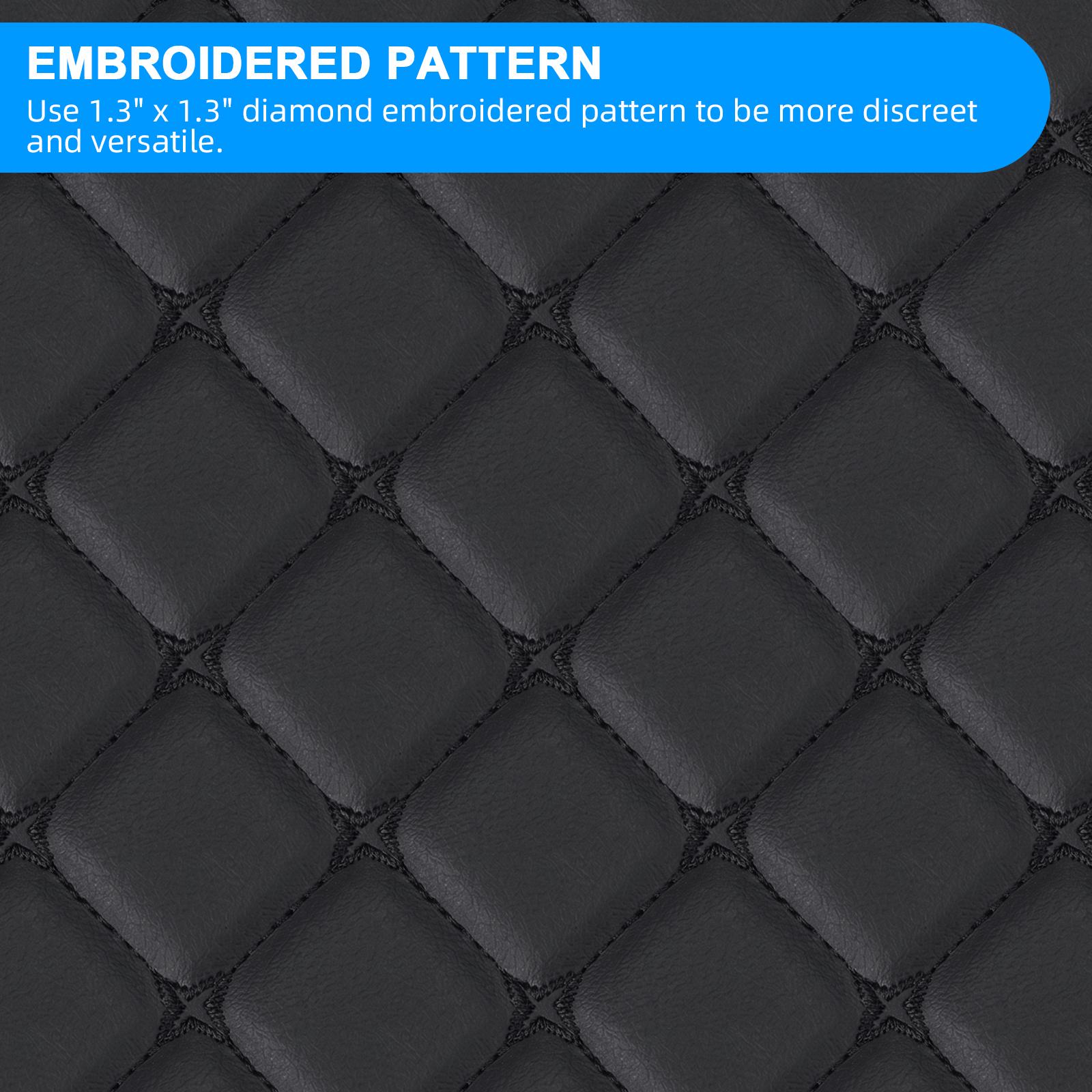 Diamond Stitching PU Leather Upholstery Fabric with 6mm Foam Backing – Car Interiors Material for Seat Covers, Headliners, Door Panels, Furniture Covering, Wall Panels, DIY Use, Yes