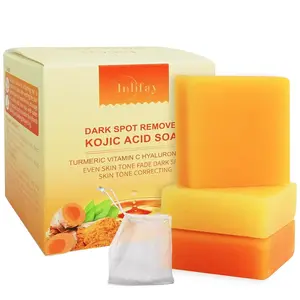 Inlifay Kojic Acid Soap Dark Spot Remover : Turmeric Soap with Vitamin C, Vitamin E, Retinol, Collagen, Hyaluronic Acid, Moisturizing for Body & Face