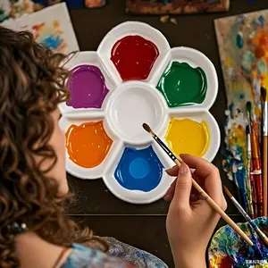 1 Pack, artist's palette, painting art accessories, Art Craft Supplies, imitation ceramic high-gloss design, durable and easy to clean, reusable for watercolor painting, gouache painting, acrylic painting, oil painting, etc, is a perfect holiday gift.