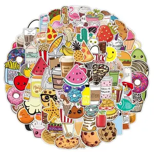 50 Pcs Vinyl Sticker of Food, Drinks, Snacks Waterproof Stickers Bomb for Wall, Computer, Laptop, Skateboard, Water Bottle, Mug, Kids Scrapbook Gift for Birthday, Christmas, Thanksgiving