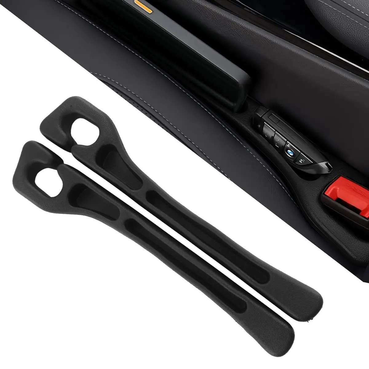 Car Seat Gap Filler Set of 2, Soft Foam Multifunctional Seat Side Gap Filler with Organizer & Hook Function, 3in1 Gap Stopper Universal Fit Car SUV Truck Fill The Gap Between Seat & Console car  phone  holders Universal Crystal Bling Car Coasters