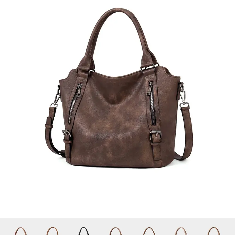 Vintage high-end large capacity tote bag, double-sided zipper decoration detail design, casual versatile single shoulder handbag, Crossbody Handbag, Casual commuter bag, suitable for daily shopping, commuting, PU Tote Satchel, Casual Fashion Bag