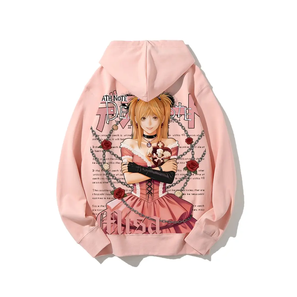 Death Note Misa Amane Anime Hoodie Pullover 100% Cotton Unisex Casual Fashionable Eco-friendly Hot Stamping Print Streetwear Couple Gift