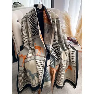 Bohemian Floral Design Women's Cashmere Feel Warm Scarf for Fall & Winter, Stylish Versatile Shawl for Cozy Layering, Scarf Wrap