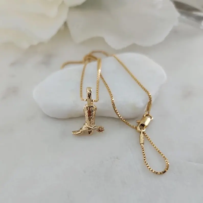 Gold Cowboy Boot Necklace for Women - Fashion Accessory