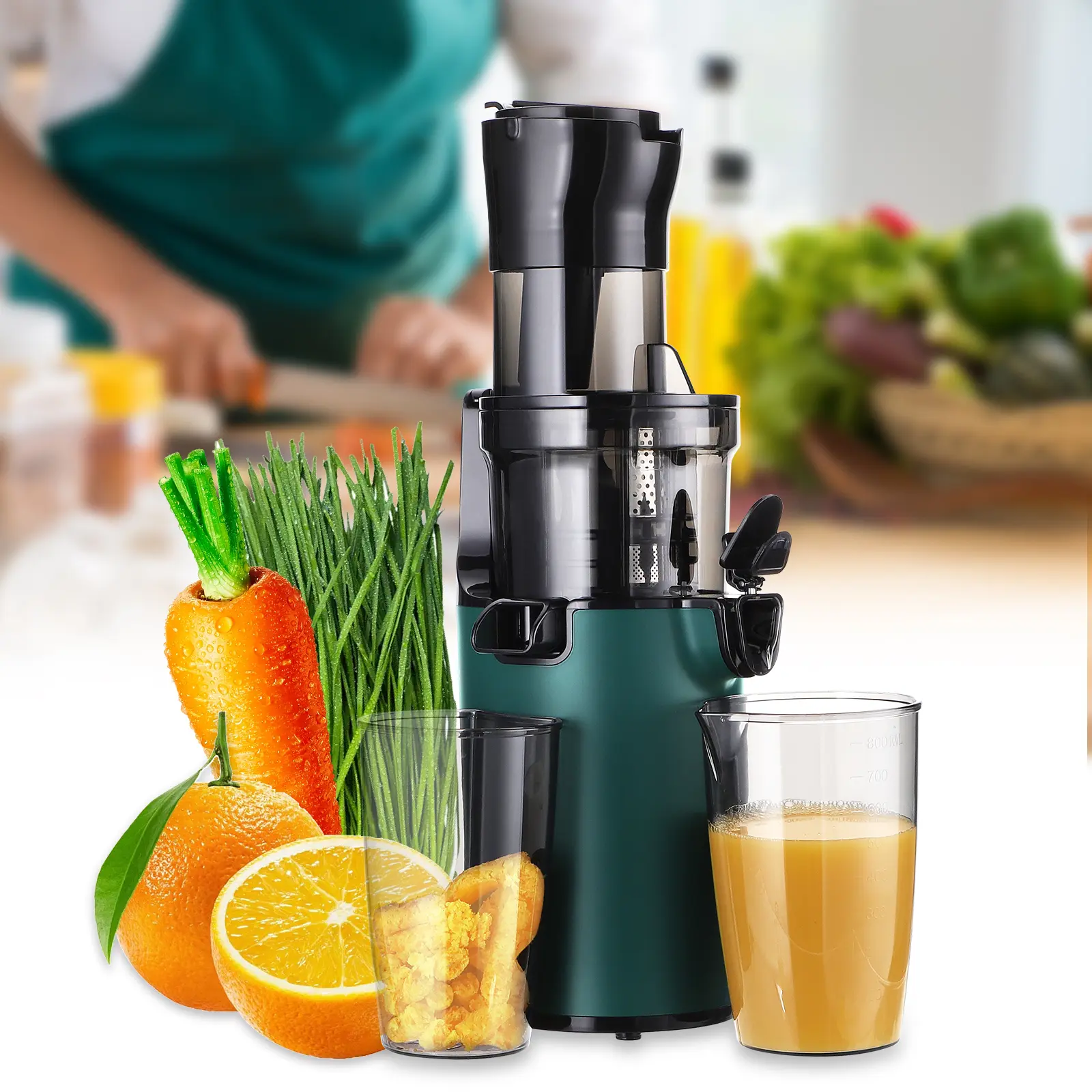 Cold Pressed Whole Vertical Juicer, Stainless Steel with Wide Feeding Trough, Slow Chewing, Low Noise, Easy to Clean, Compact, Wired Plug, Dishwasher Safe, Kitchen Utensil,  Dishwasher Safe Juicer, Cold Pressed Juicer