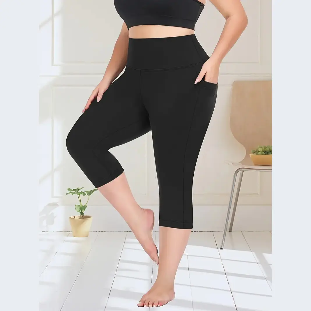 Women's High Waist Capri Leggings with Pockets, Buttery-Soft Fabric, Sporty Chic Female Activewear for Work, Yoga & Training, Capri Training Leggings, Activewear Dance Athleisure, Plus Size Fashion, High Waist Leggings
