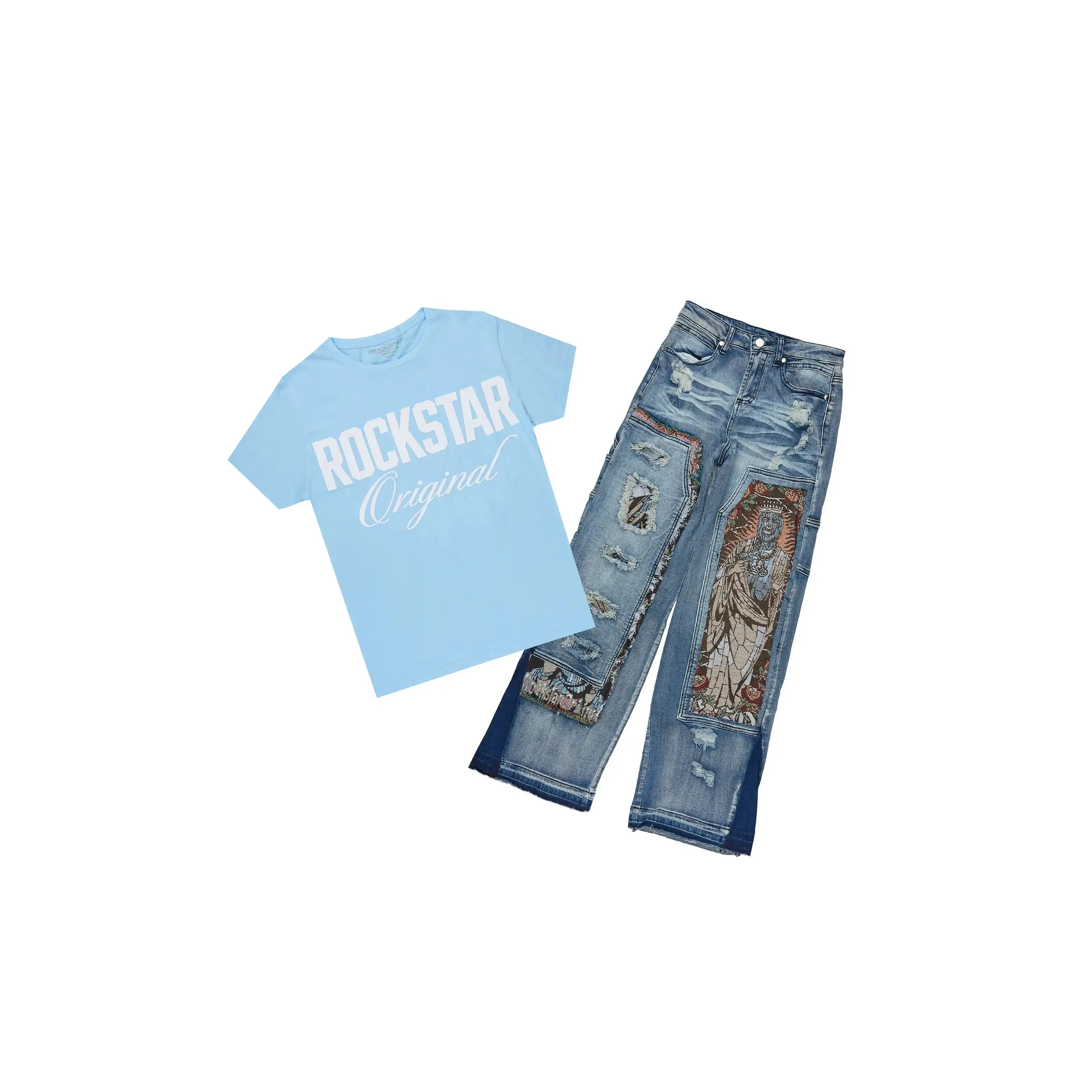 Boys Jett Light Blue T-Shirt Baggy Jean Set