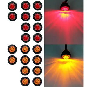 20-Pack 3/4" Round LED Clearance Lights –  12V Front Rear Side Marker for Truck Trailer Van Boat Holiday Gift