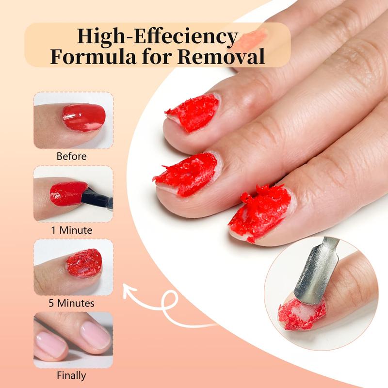 JODSONE Gel Nail Remover Kit with 15ml Remover, Cuticle Oil, Latex Tape & Complete Manicure Tools, No Soaking