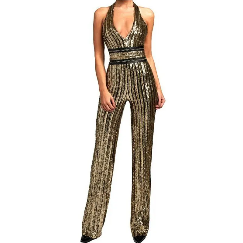 Gold Sequin Striped Jumpsuit Gold Sequin Striped Jumpsuit