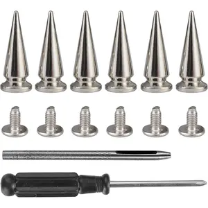 20 Sets 25MM Silver Color Metallic Spikes and Studs 1" Metal Bullet Cone Spikes Screw Back Large Punk Studs and Spikes for Clothing Shoes Leather Belts Bags Rivets with Installation Tools
