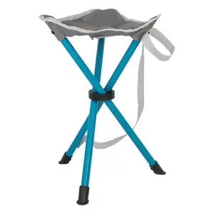 Ozark Trail Steel and Polyester Lightweight Camping Stool with Blue Legs and Gray Seat for Portable Outdoor Use