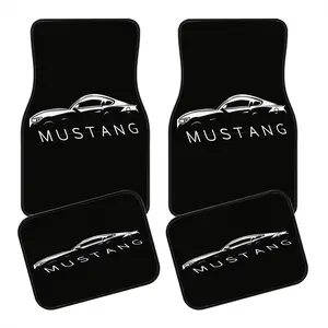 4pcs Mustang Car Floor Mats, Non-Slip Polyester, Durable Absorbent, Easy to Clean, Suitable for Trucks Vans Suvs Front Rear Seats