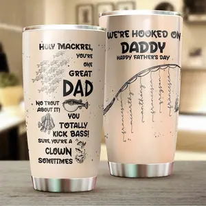 We're Hooked On Daddy Tumbler, Fishing Custom Tumbler, Fathers Day Gift, Tumbler with Children’s Names, Gift For Dad, Fishing Lover Gift