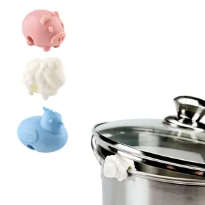 3PCS Silicone Pot Lid Lifter Holder Set, Farm Animals Lifter Holder Heat Resistant 230 ℃ Spill Proof Kitchen Gadget, Cute Decorative Pan Cover Stand Pot Clip Keeps Lid Openning