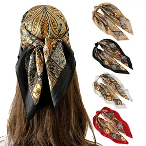 Unisex 4PCS 27" Satin Silk Square Hair Scarf Set - UV-Protective Sports & Outdoor Headband, Bandana Accessory for Daily Use, Elegant Outfits