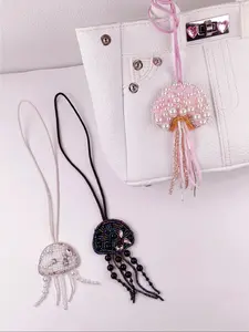 Ocean Series Beaded Bag Charm Set, Includes Diamond, Stringed Jellyfish, Shiny Ocean Life Designs, Perfect Gift for All Occasions