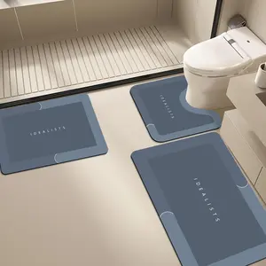 Diatomite Bathroom Mat, 3 Counts/set Non-slip Bathroom Floor Mat, Bathroom Accessories, Bathroom Supplies for Home Use, Diatomite Absorbent Mat