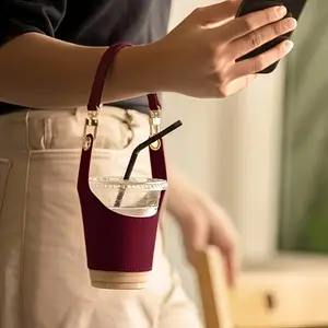Portable Drink Cup Holder Bag, Lightweight Coffee Cup Carry Sleeve Pouch for Travel Camping Daily Shopping