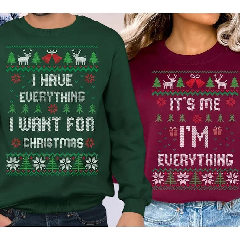 Mr and Mrs Matching Christmas Sweatshirts, Funny Ugly Xmas Crewnecks for Couples, Festive Holiday Sweater Set, Cute Christmas Gift for Him and Her, Cozy Winter Outfit
