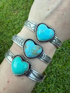 Native Heart Turquoise Sterling Silver Cuff Bracelet