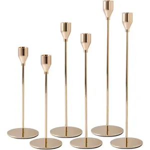 6 count  Honey  Candlestick Holders, Tall Taper Candelabra Stands fits 3/4 inch Thick Pillar Candle Stick, Elegant Decor Set for Table Centerpiece, Floor, Fireplace as Date, Festival, Fitting.