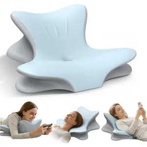 Cervical Neck Pillow for Pain Relief, Ergonomic Reading Pillow for Bed, Orthopedic Wedge Pillow Back Support Pillow, Contour Memory Foam Pillows for Sleeping, Couch Floor Use Lying, Leaning Reading