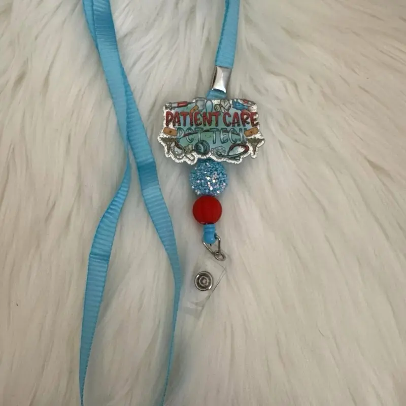 Patient care badge reel lanyard