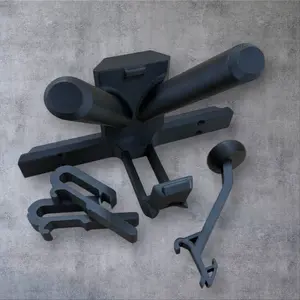 Snowboard wall mount, holds snowboard, pair of boots, helmet and outfit