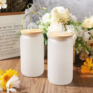 YOUR CHOICE 16oz frosted glass with bamboo lid