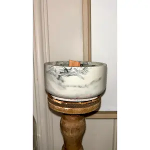 Volcano | Marbled Concrete Candle with Malachite & Opal | Homestead Apothecary