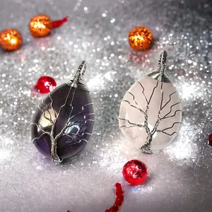 Tree of life Wire Wrapped Crystal Pendant