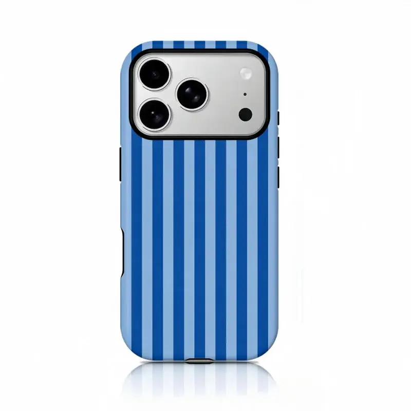 Simple blue stripes Cover for iphone 17 phone case 16 pro max 15 Plus 14 13 12 11 Cute, clear, military-grade, high-end, durable, shockproof, and drop-resistant 2-in-1 glossy phone case
